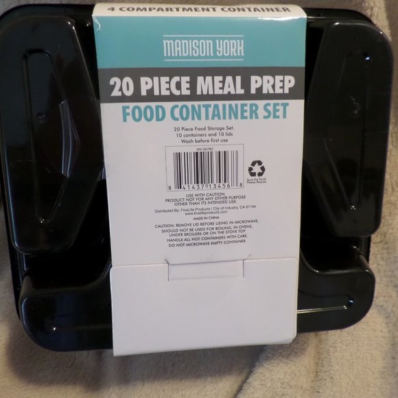 Madison York 20 Piece Meal Prep Food Container Set – New - Picture 4 of 5